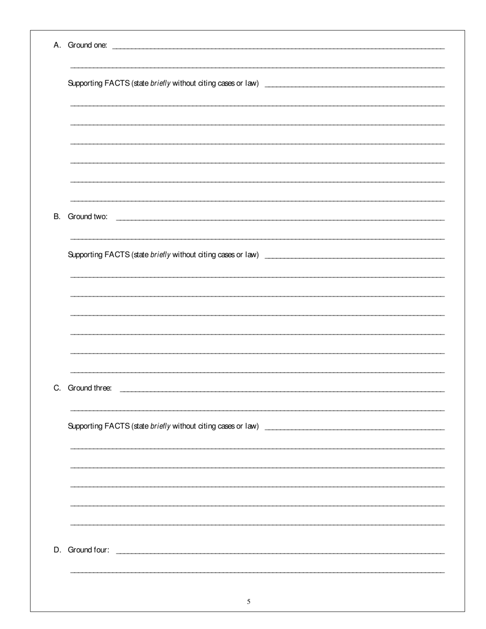 Appendix A Post-conviction Habeas Corpus Form - Petition for Writ of Habeas Corpus Ad Subjiciendum Under W.VA. Code 53-4a-1 - West Virginia, Page 5