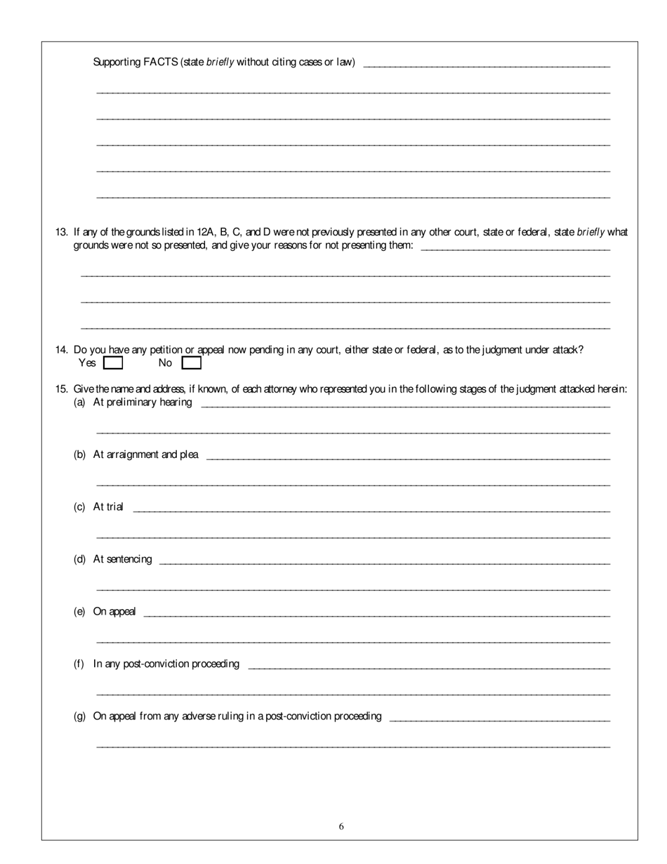 Appendix A Post-conviction Habeas Corpus Form - Petition for Writ of Habeas Corpus Ad Subjiciendum Under W.VA. Code 53-4a-1 - West Virginia, Page 6