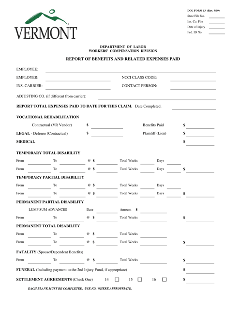DOL Form 13  Printable Pdf