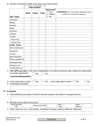 Form DAAS-6220 Adult Services Functional Assessment - North Carolina, Page 6