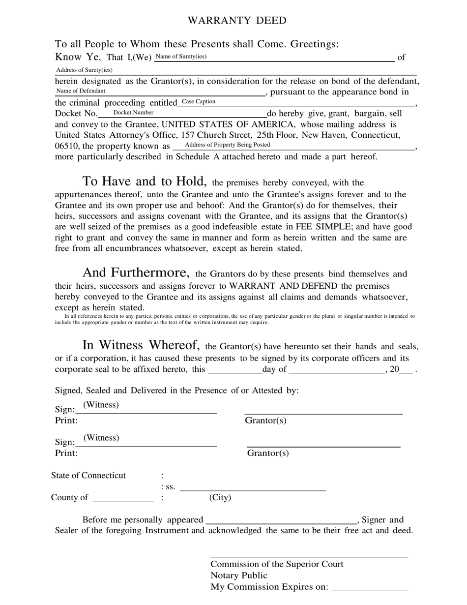 Connecticut Warranty Deed Fill Out, Sign Online and Download PDF