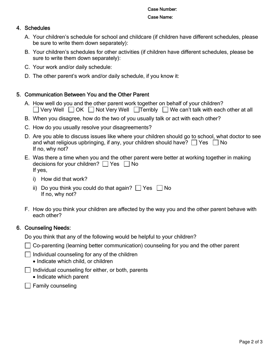 Declaration Regarding Custody and Visitation - County of San Francisco, California, Page 2