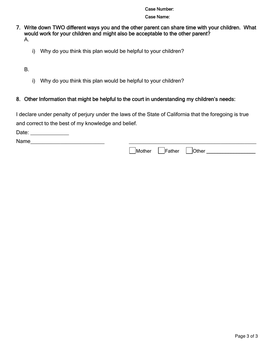 Declaration Regarding Custody and Visitation - County of San Francisco, California, Page 3