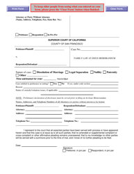 Document preview: Family Law at-Issue Memorandum - County of San Francisco, California