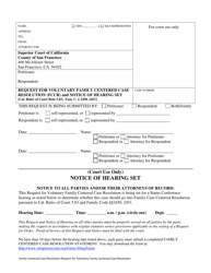 Document preview: Request for Voluntary Family Centered Case Resolution (Fccr) and Notice of Hearing Set - County of San Francisco, California
