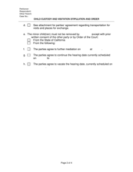 Child Custody and Visitation Stipulation and Order - County of San Francisco, California, Page 2