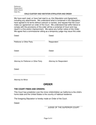 Child Custody and Visitation Stipulation and Order - County of San Francisco, California, Page 3