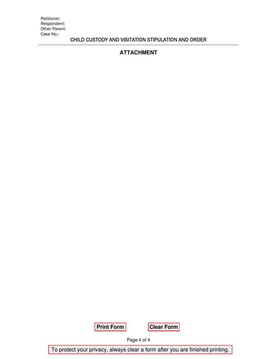 Child Custody and Visitation Stipulation and Order - County of San Francisco, California, Page 4