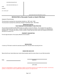 Document preview: Revocation of Revocable Transfer on Death (Tod) Deed - Yolo County, California