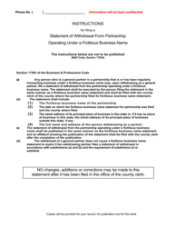 Statement of Withdrawal From Partnership Operating Under a Fictitious Business Name - California, Page 2