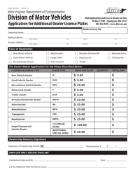 Document preview: Form DMV-126-DS-O Application for Additional Dealer License Plates - West Virginia