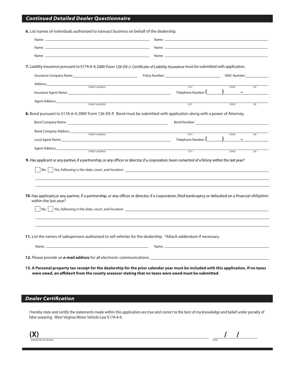 Form DMV-126-E-DS - Fill Out, Sign Online and Download Fillable PDF ...