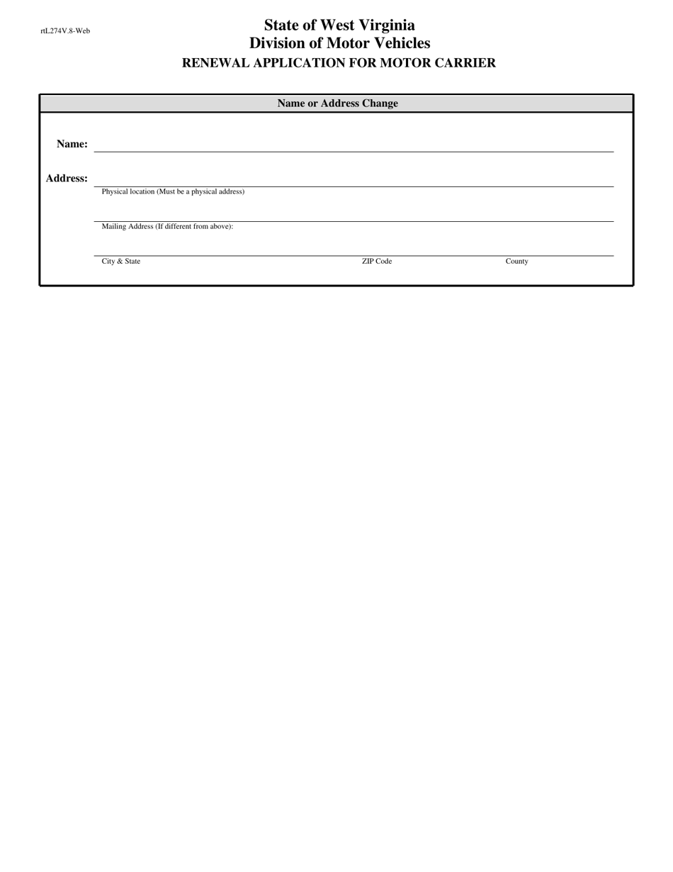 Renewal Application for Motor Carrier - West Virginia, Page 2