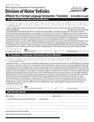 Document preview: Form DMV-8-FL Affidavit for a Foreign Language Interpreter/Translator - West Virginia