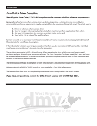 Form DMV-CDL-8 Application for Farm Vehicle Driver Exemption - West Virginia, Page 2