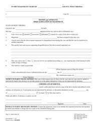 Form SCA-M1026 Motion and Affidavit - Disqualification of Magistrate - West Virginia