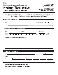 Form MB-12/13 Owner and Purchasing Affidavit - West Virginia