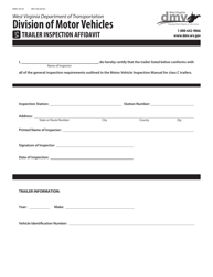 Document preview: Form DMV-20-VS Trailer Inspection Affidavit - West Virginia