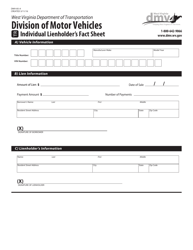 Document preview: Form DMV-85-A Individual Lienholder's Fact Sheet - West Virginia