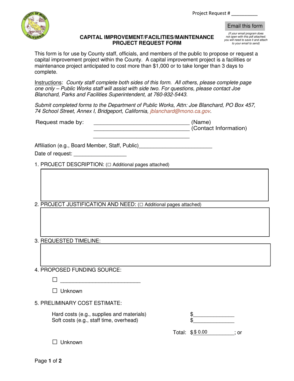 Mono County, California Capital Improvement/Facilities/Maintenance ...