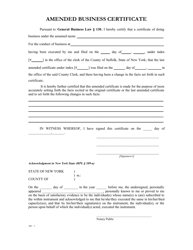 Form ABC-3 &quot;Amended Business Certificate&quot; - Suffolk County, New York