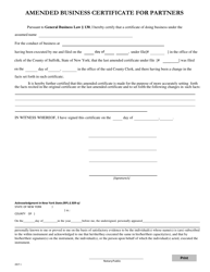 Form ABCP-1 &quot;Amended Business Certificate for Partners&quot; - Suffolk County, New York