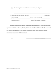 Form DC-472 Petition for Reinstatement of Driving Privileges - Failure to Satisfy Judgment - Virginia, Page 2