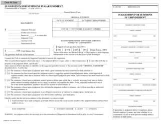 Document preview: Form DC-450 Suggestion for Summons in Garnishment - Virginia