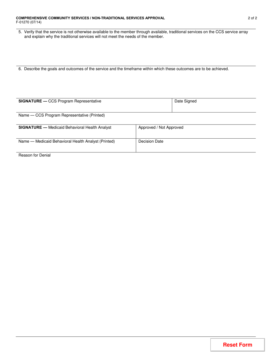 Form F-01270 Comprehensive Community Services / Non-traditional Services Approval - Wisconsin, Page 2