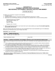 Document preview: Form F-00841 HMO Referral for Pharmacy Services Lock-In of HMO Member - Pharmacy Services Lock-In Program - Wisconsin