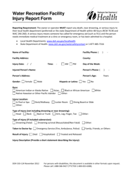 Document preview: DOH Form 333-124 Water Recreation Facility Injury Report Form - Washington