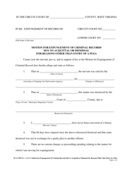 Document preview: Form SCA-C903 Motion for Expungement of Criminal Records Due to Acquittal or Dismissal for Reasons Other Than Entry of a Plea - West Virginia
