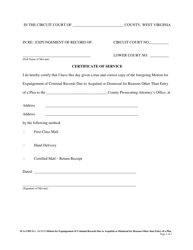 Form SCA-C903 Motion for Expungement of Criminal Records Due to Acquittal or Dismissal for Reasons Other Than Entry of a Plea - West Virginia, Page 3