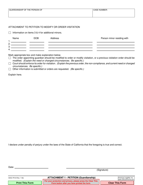 Form PR-97 Attachment 1 Petition (Guardianship) - County of San Diego, California