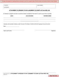 Document preview: Form SC-055 Attachment to Request to Pay Judgment to Court (Jc Form Sc-145) - County of San Diego, California