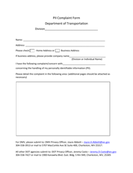 Document preview: Pii Complaint Form - West Virginia