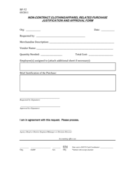 Form BF-52 Non-contract Clothing/Apparel Related Purchase Justification and Approval Form - West Virginia