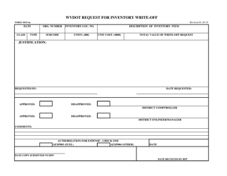 Form DOT-6A Request for Inventory Write-Off - West Virginia