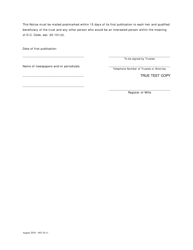 Notice of Existence of Revocable Trust - Washington, D.C., Page 2