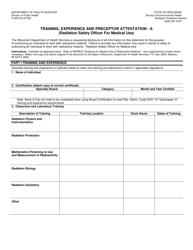 Document preview: Form F-45010A Training, Experience and Preceptor Attestation - a (Radiation Safety Officer for Medical Use) - Wisconsin