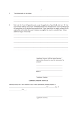 Form 3 Application for Allowance of Appeal From the Small Claims and Conciliation Branch of the Civil Division of the Superior Court of the District of Columbia - Washington, D.C., Page 2