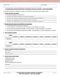 Form FLF-011 Attached Declaration in Support of Request for Child Custody/Visitation Orders - County of San Diego, California