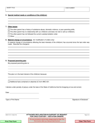 Form FLF-011 Attached Declaration in Support of Request for Child Custody/Visitation Orders - County of San Diego, California, Page 2