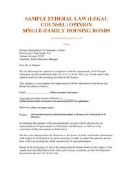 Document preview: Sample Federal Law (Legal Counsel) Opinion - Single-Family Housing Bonds - Georgia (United States)