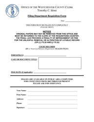 Document preview: Filing Department Requisition Form - Westchester County, New York