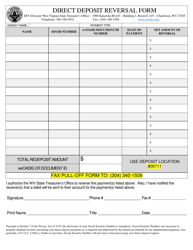 Direct Deposit Reversal Form - West Virginia, Page 2