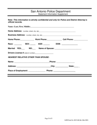 SAPD Form 45-FCAH Forged Check Form - Account Holder - City of San Antonio, Texas, Page 3