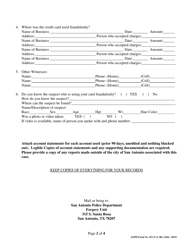 SAPD Form 45-CCA Credit/Debit Card Abuse Form - City of San Antonio, Texas, Page 2