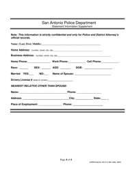 SAPD Form 45-CCA Credit/Debit Card Abuse Form - City of San Antonio, Texas, Page 4