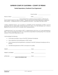 Document preview: Form PJV-43 Family Dependency Treatment Court Agreement - County of Fresno, California
